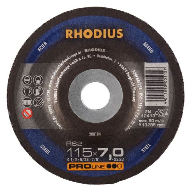 RHODIUS RS2 Schruppscheibe 115 x 7,0 x 22,23mm Stahl