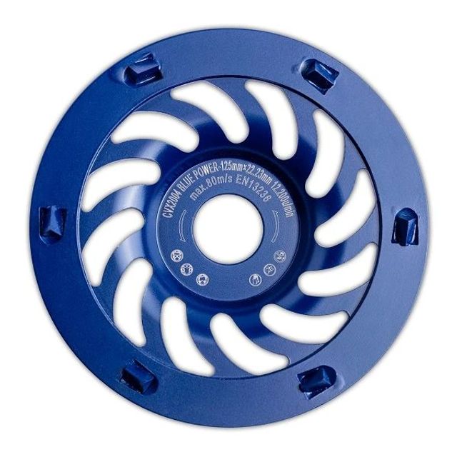 covex PKD Schleiftopf mit Hai-Fisch Fächerform Blue Power 125x22.23mm