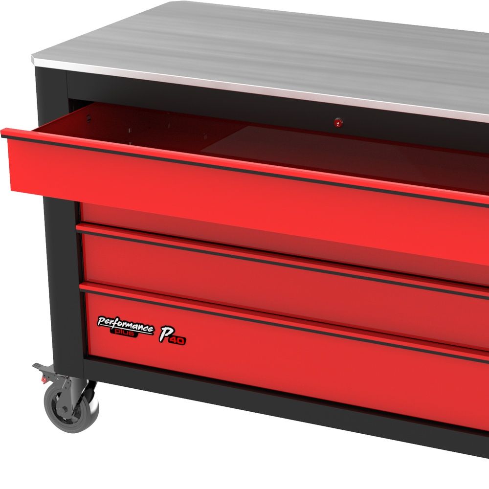 PERFORMANCEplus P40 SCHWARZ/ROT Werkstattwagen mit 4 Schubladen, Bild 7