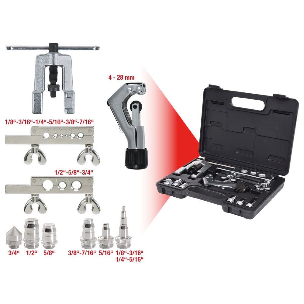 Klima-Kälte-Bördel- und Muffen-Satz 1/8"-3/4" 10-tlg