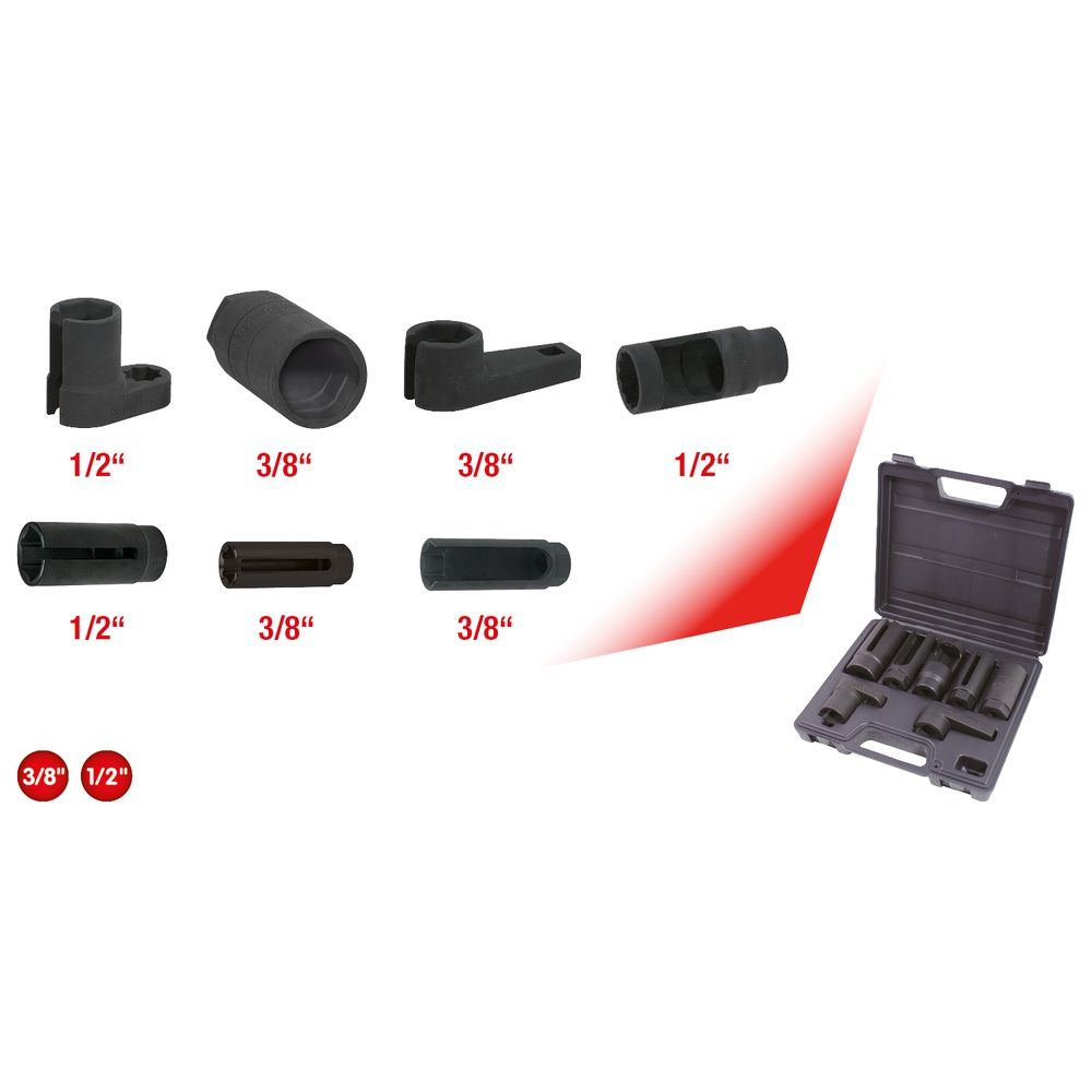 3/8"+1/2" Sensoren-Stecknuss-Satz, 7-tlg