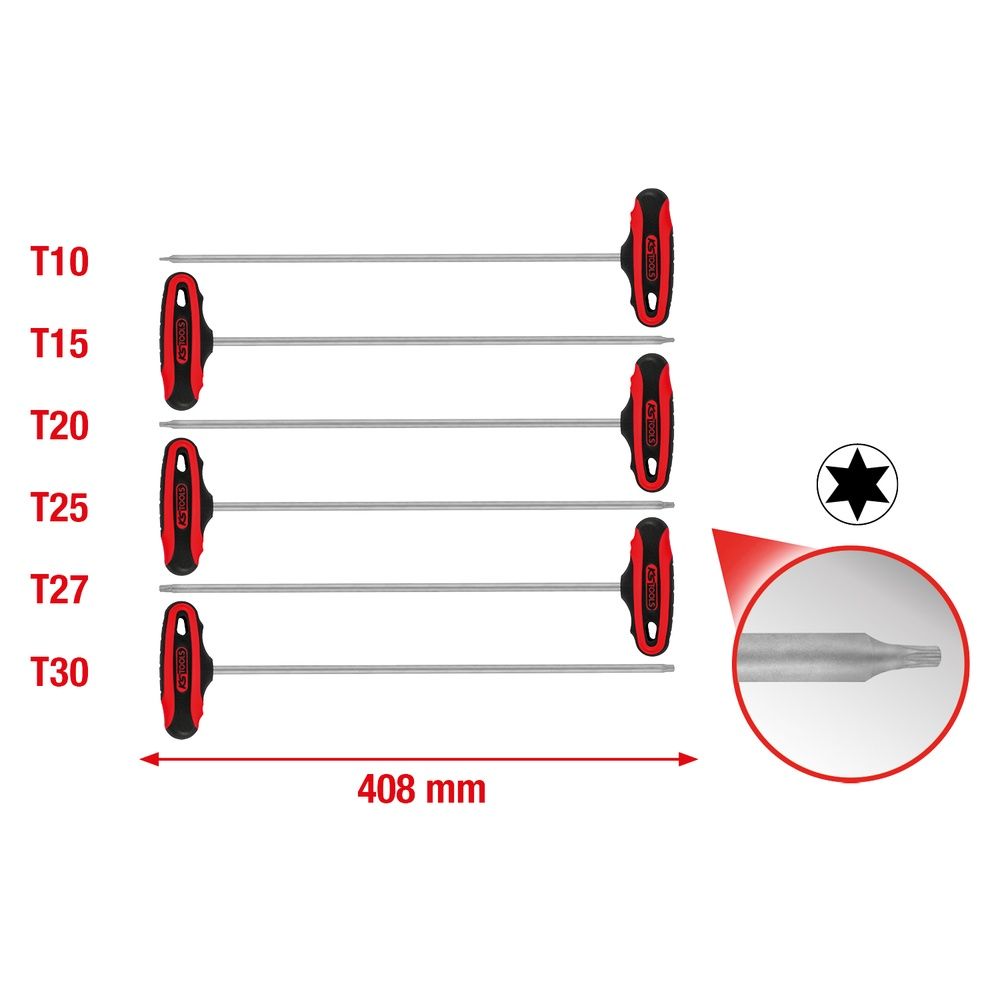 T-Griff-Torx-Winkelstiftschlüssel-Satz 6-tlg