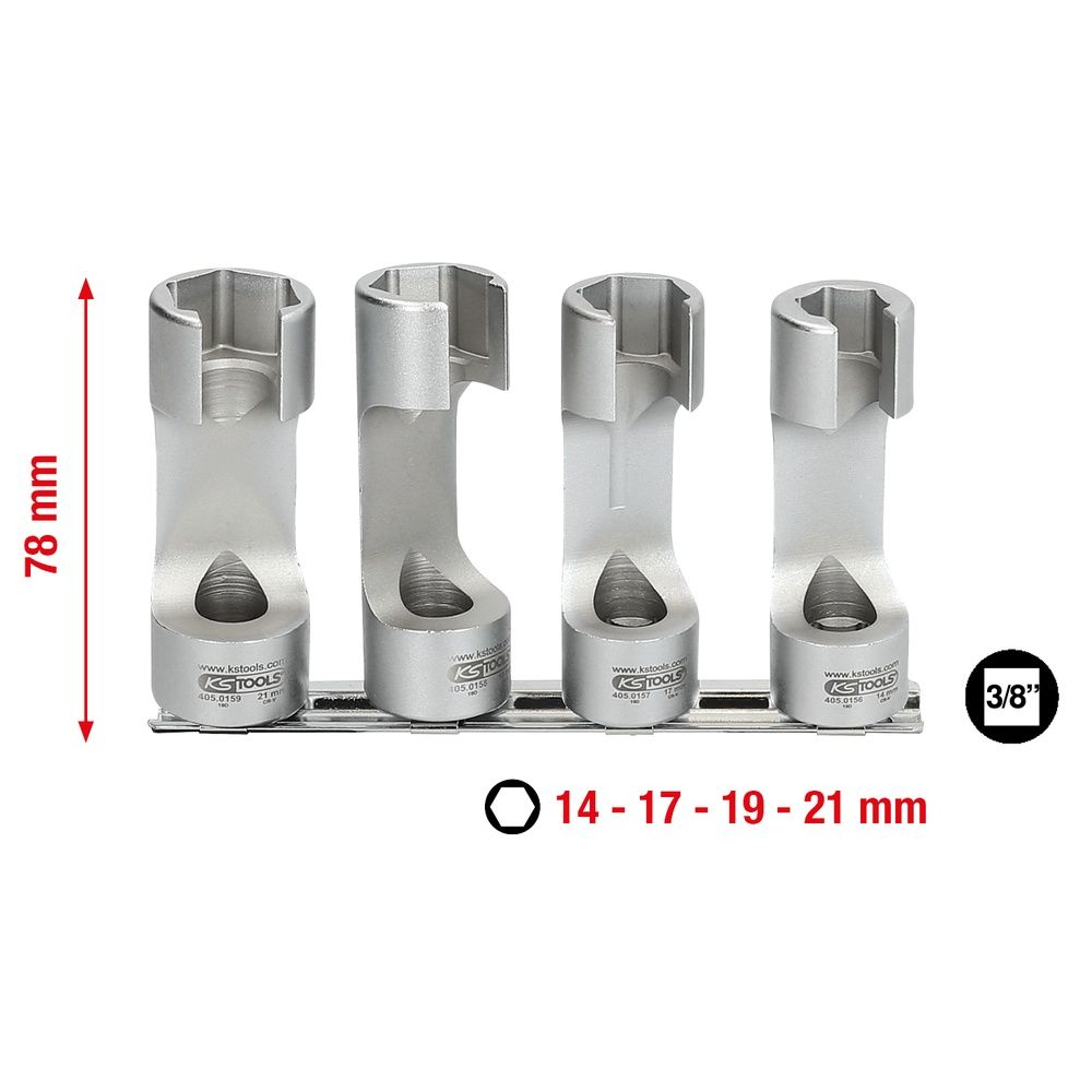 3/8" Spezial-Einspritzleitungs-Schlüssel-Satz 4-tlg