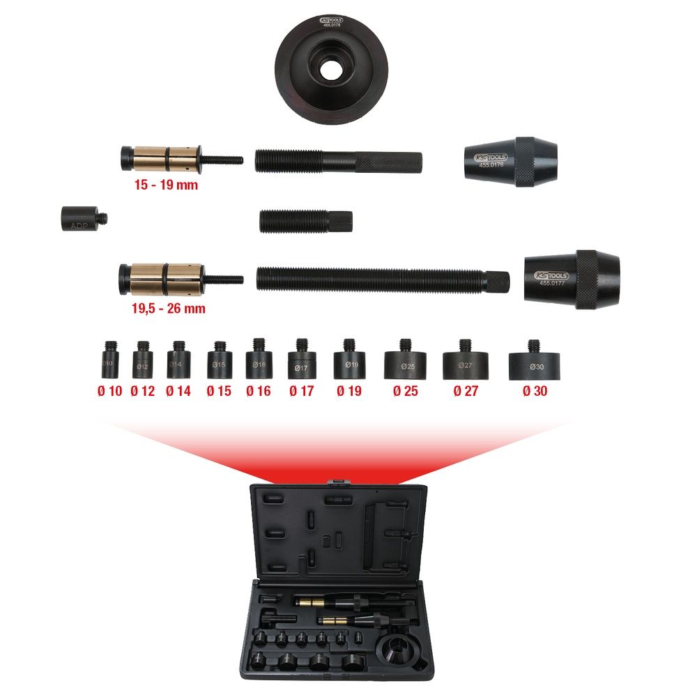 Universal-Kupplungs-Zentrier-Werkzeug-Satz Ø 15,0 26,0 mm, 19-tlg