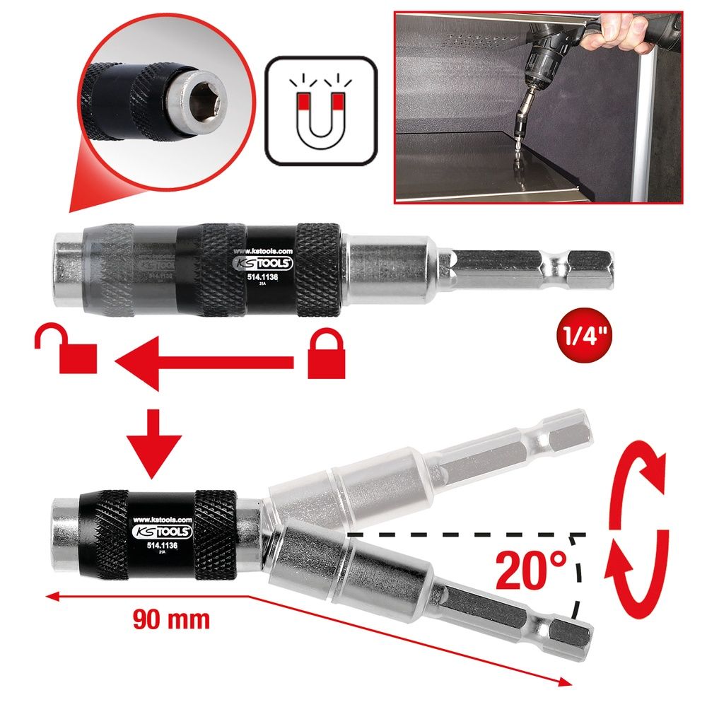 KS TOOLS 1/4" Magnetischer Bithalter
