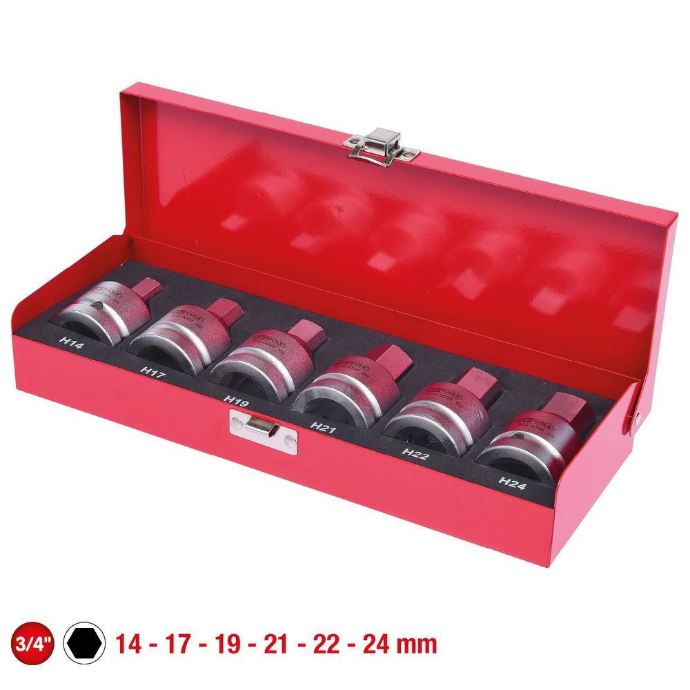 3/4" Kraft-Bit-Stecknuss-Satz 6-tlg 14-24mm