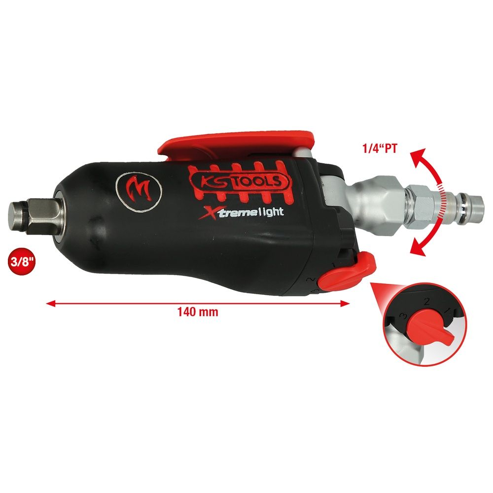 3/8" MONSTER Xtremelight Mini-Druckluft-Schlagschrauber mit Umschaltwippe 108Nm