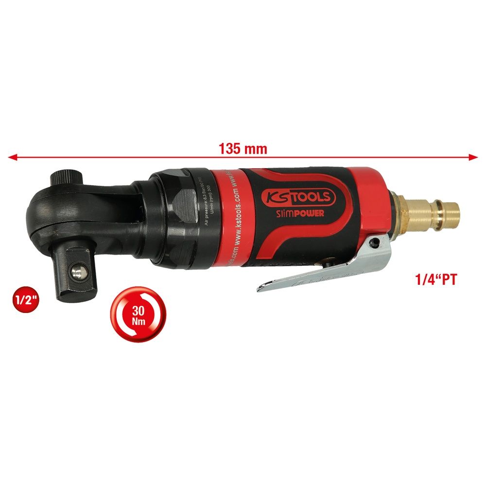 3/8" SlimPOWER Mini-Druckluft-Umschaltratsche 30Nm, Bild 7