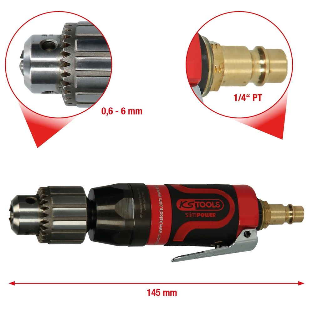 3/8" SlimPOWER Mini-Druckluft-Stabbohrmaschine 7.000U/min