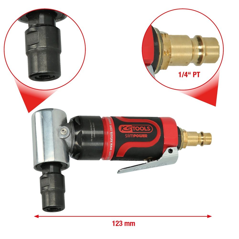 SlimPOWER Mini-Druckluft-Winkelstabschleifer 19.000 U/min