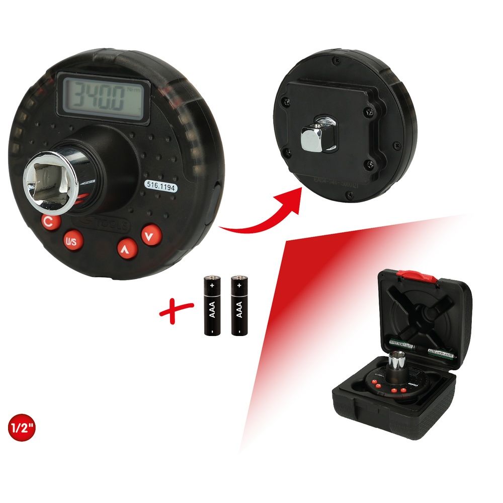 1/2" Digitaler Drehmomentadapter mit Winkelmesser 17-340 Nm