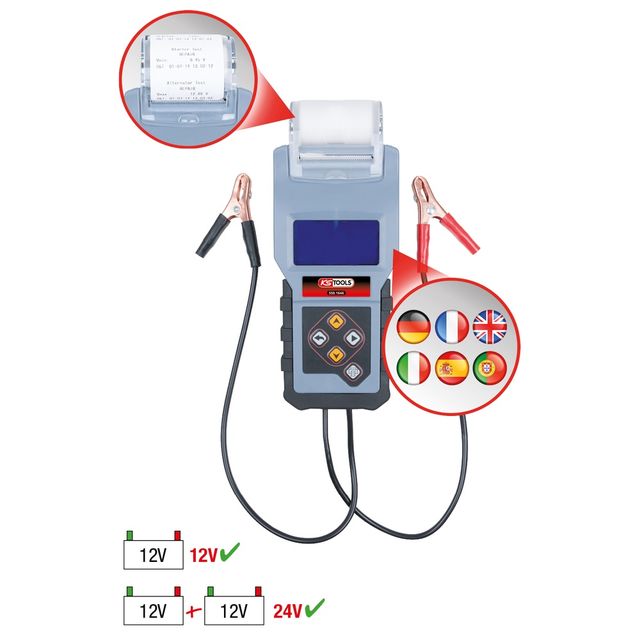 12V Digital-Batterie- und Ladesystemtester mit integriertem Drucker