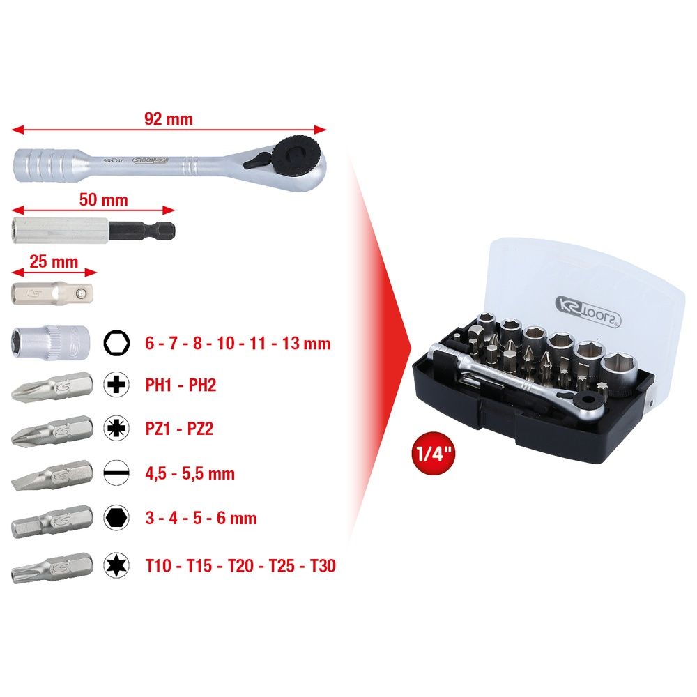 1/4" Bit-Satz 24-tlg