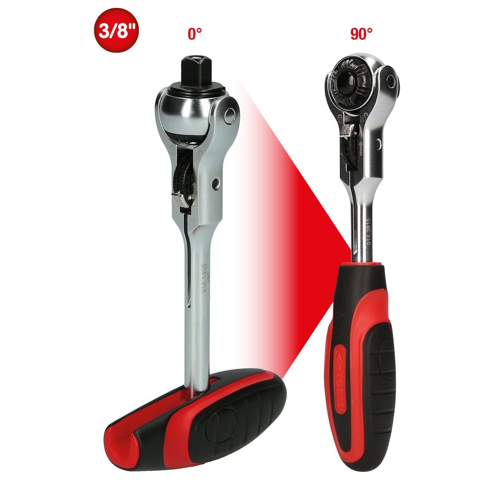 3/8" MODIFIX Mini-T-Griff-Schwenkkopf-Knarre, 72 Zahn, 0°+90°