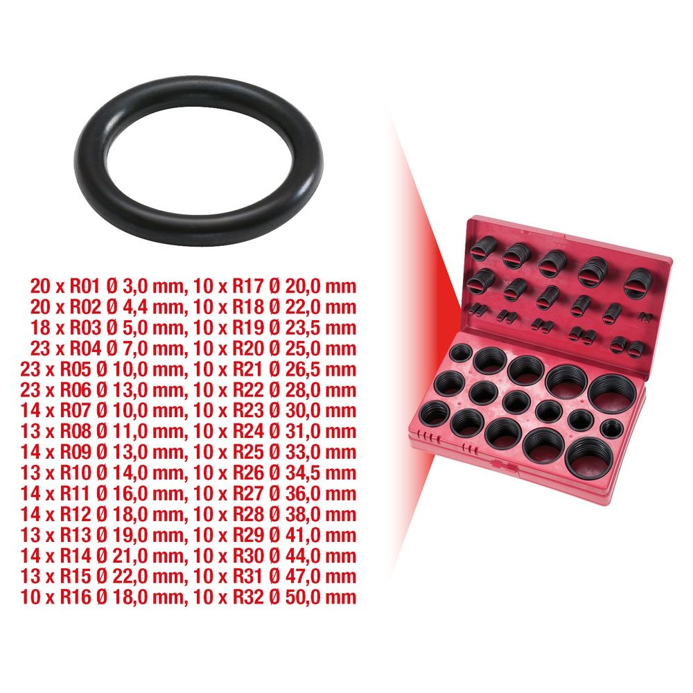 Sortiment O-Ringe Innen Ø 3-50mm/R01-R32 419-tlg