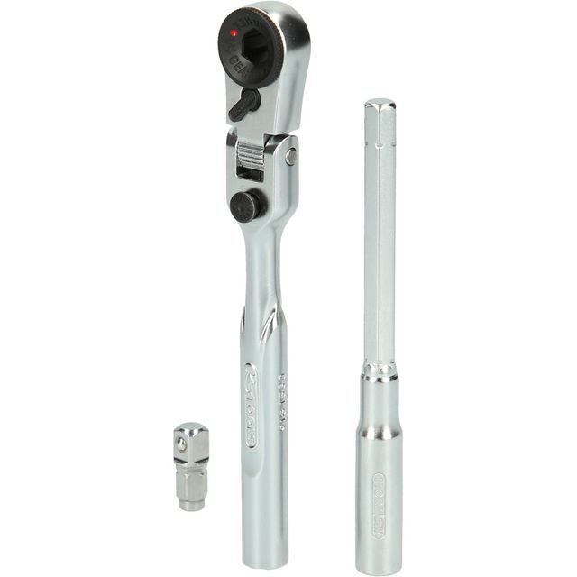 1/4" Bit-Gelenk-Umschaltknarren-Satz mit Steckadapter für Stecknüsse, 3-tlg