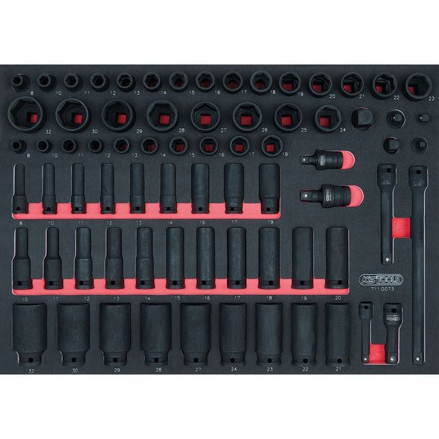 3/8"+1/2" SCS Kraft-Steckschlüssel-Satz, 73-tlg in 1/1 Systemeinlage