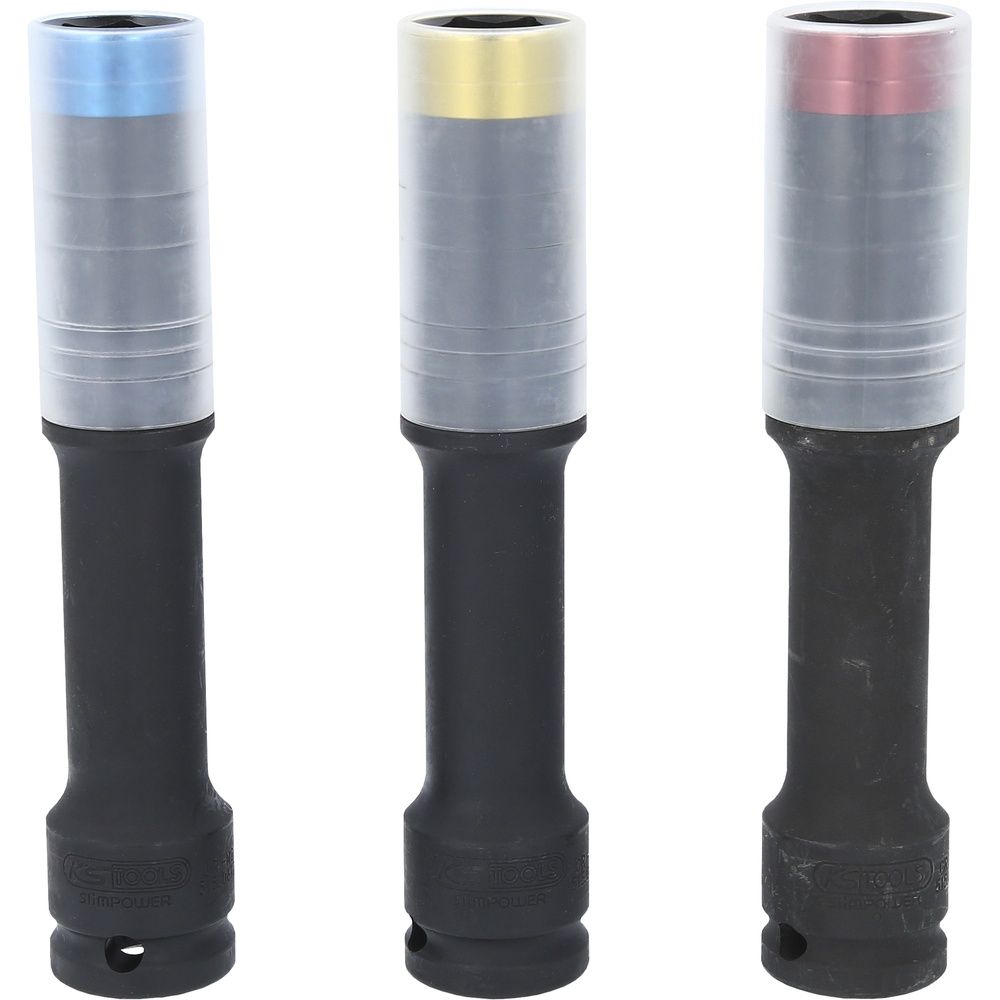 SlimPOWER Alu-Felgen Kraft-Stecknuss-Satz extra lang 3-tlg 1/2" 17 19 21mm, Bild 4