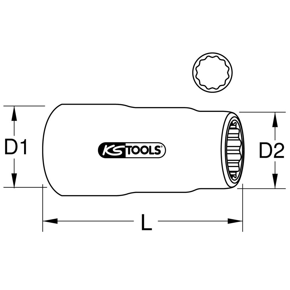 KS TOOLS VDE-Stecknuss mit Schutzisolierung 3/8 Zoll 12-Kant SW 6 bis 21 mm, Bild 2