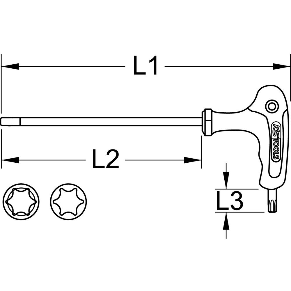 T-Griff-Winkelstiftschlüssel Torx Kugelkopf, Bild 2