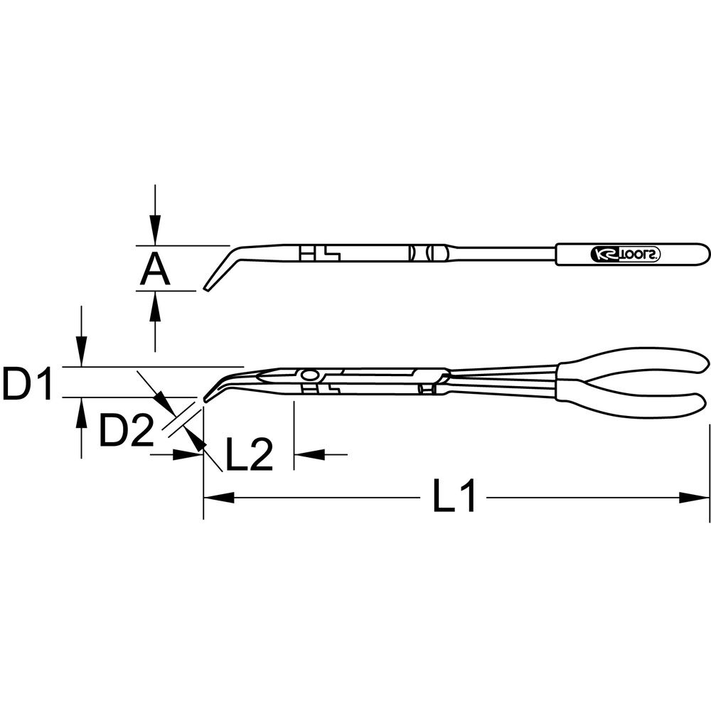 Doppelgelenk-Flachrundzange 45° gebogen XL, Bild 3