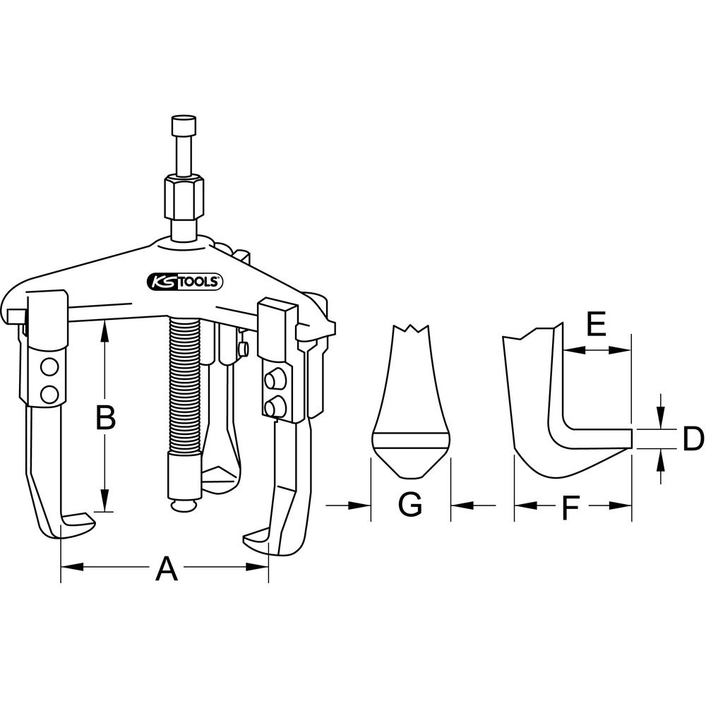 KS TOOLS Universal-Abzieher 3-armig Spezial-Werkzeugstahl auch als Schnellspann-Ausführung, Bild 6