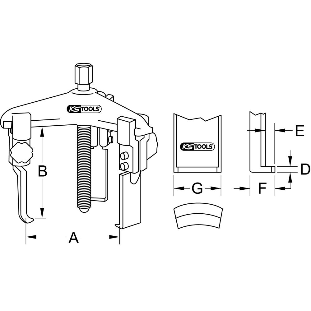 Schnellspann-Universal-Abzieher 3-armig mit extrem schlanken Haken, Bild 4