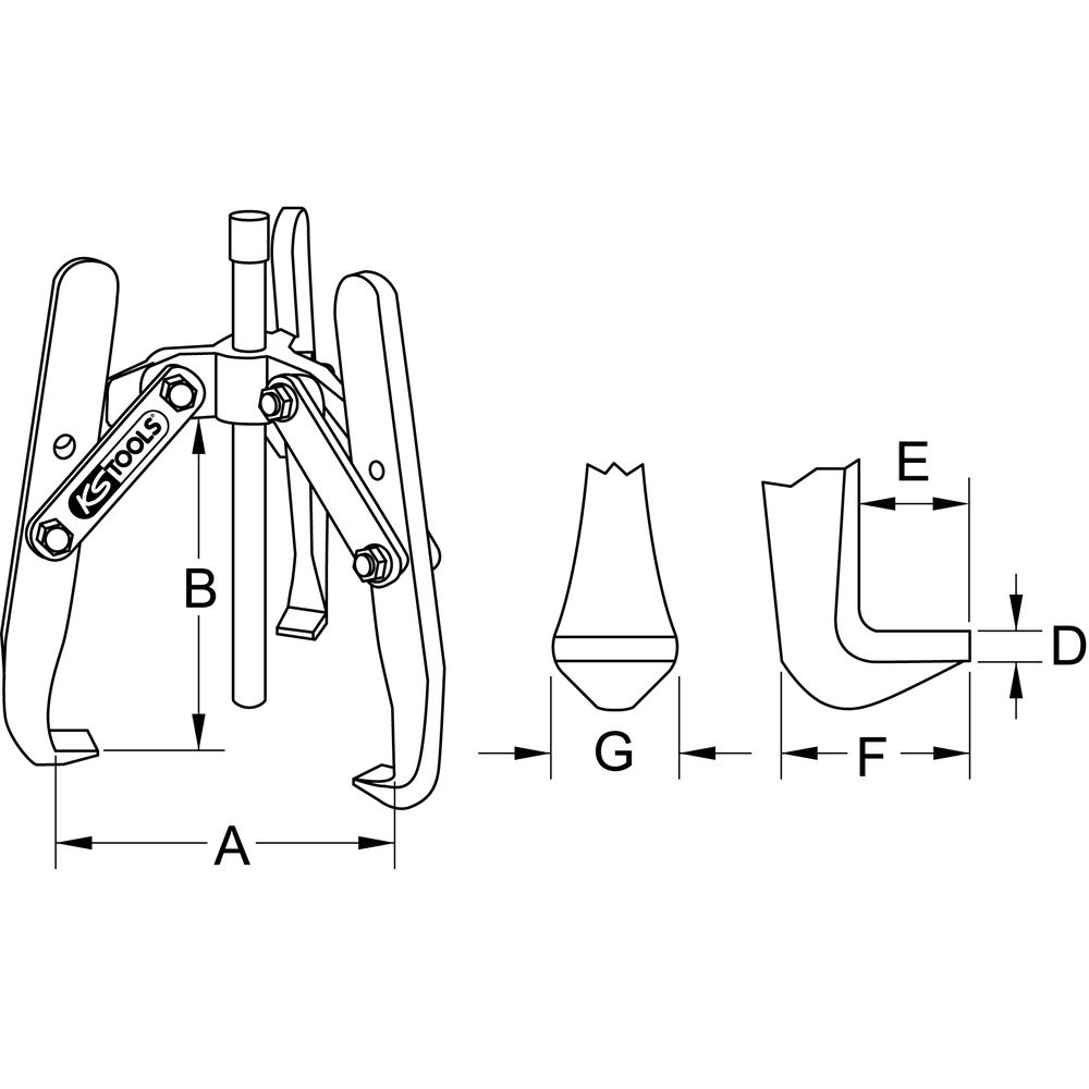 KS TOOLS Universal-Abzieher 3-armig Spezial-Werkzeugstahl auch als Schnellspann-Ausführung, Bild 4