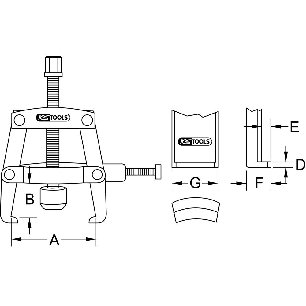 Universal-Lagerring-Abzieher 2-armig mit Spannbügel 90mm, Bild 3