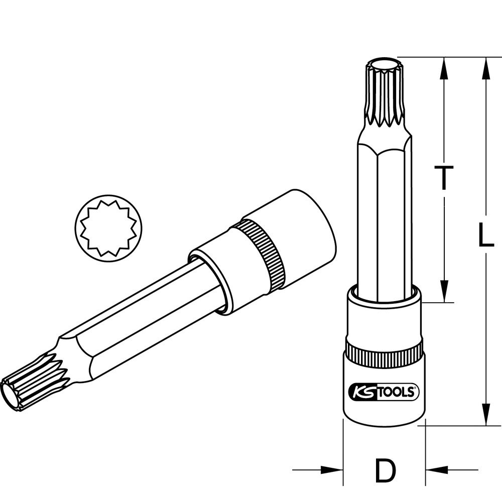 1/2" Spezial-Bit-Stecknuss für Vielzahn-Schrauben 10 mm, Bild 4