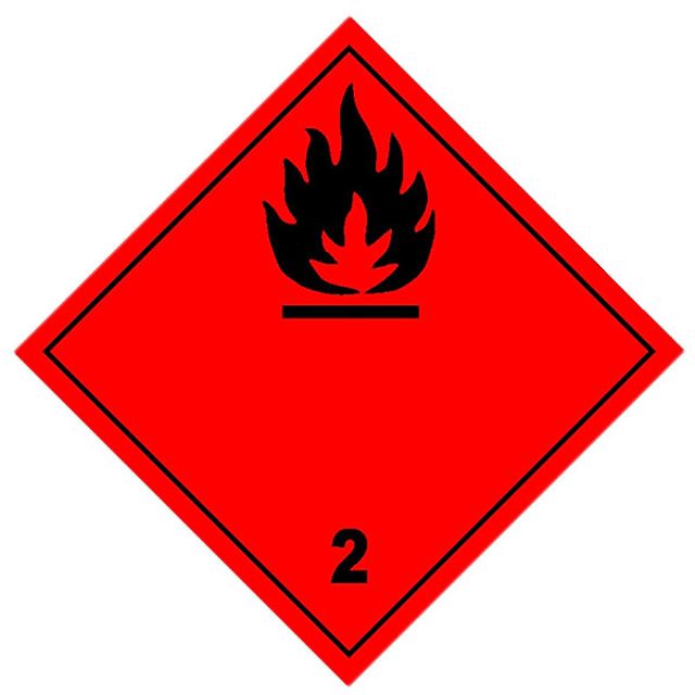 Gefahrzettel Nr.2.1 selbstkl. Flamme schwarz Grund rot, Bild 2