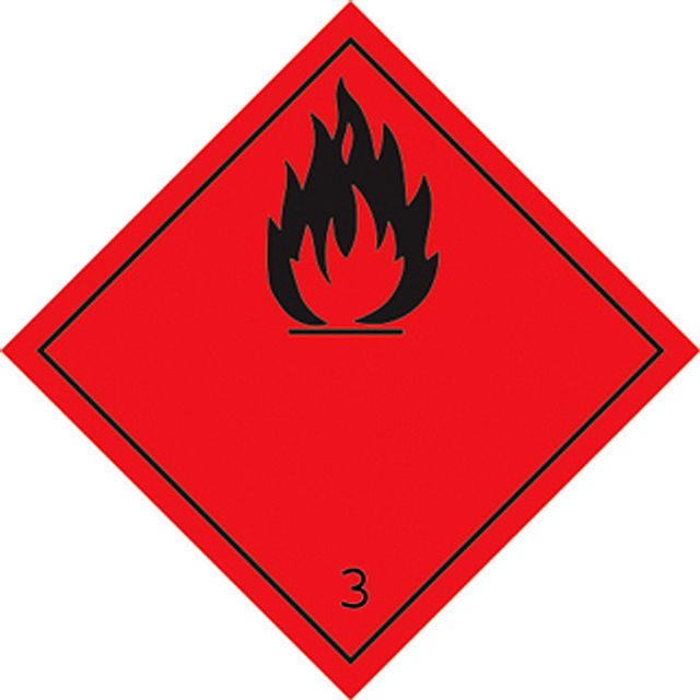Gefahrzettel Nr. 3 selbstkl. Flamme schwarz Grund rot, Bild 3