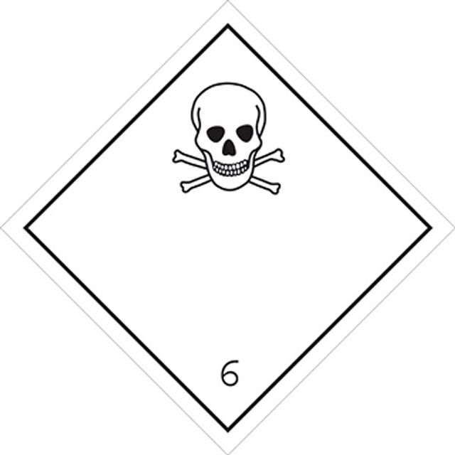 Gefahrzettel Nr.6.1 selbstkl. Totenkopf schwarz Grund weiss 250x250mm, Bild 2