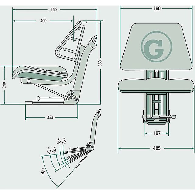 300 ECO Seat-Sitz Kunstleder sw B=480mm max500mm, Bild 2