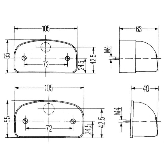HELLA Kennzeichenleuchte 12V links / rechts Anbau 105 x 55 mm, Bild 2