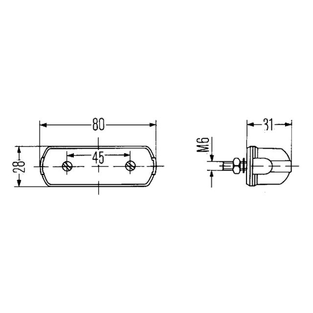 HELLA Kennzeichenleuchte 12V / 24V links / rechts Anbau 80 x 28 mm, Bild 2