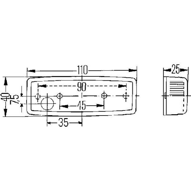 HELLA Seiternmarkierungsleuchte 12V / 24V gelb Anbau 110 x 40 mm
