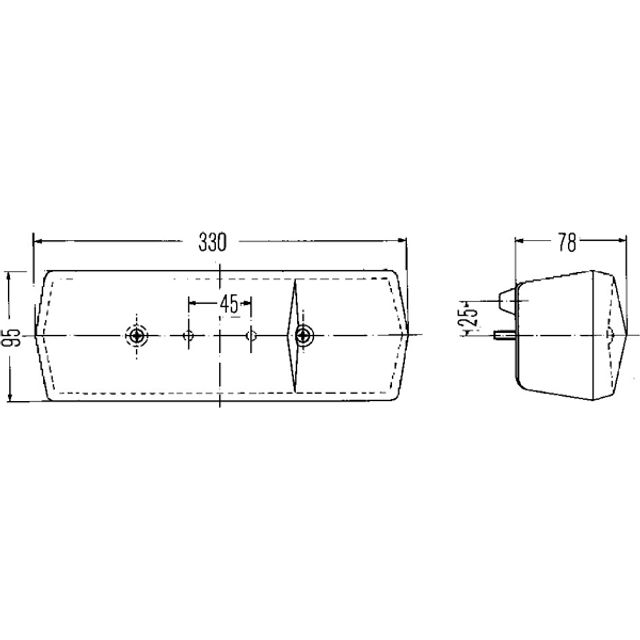 HELLA Heckleuchte 12V / 24V Anbau links / rechts 330 x 95 mm, Bild 2