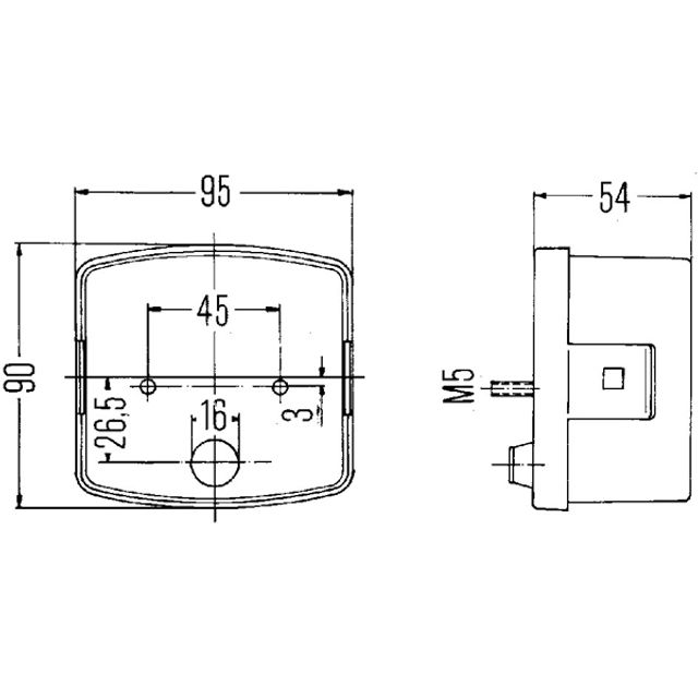 HELLA Heckleuchte Anbau 95 x 90 mm 12 V oder 24 V links oder rechts, Bild 3