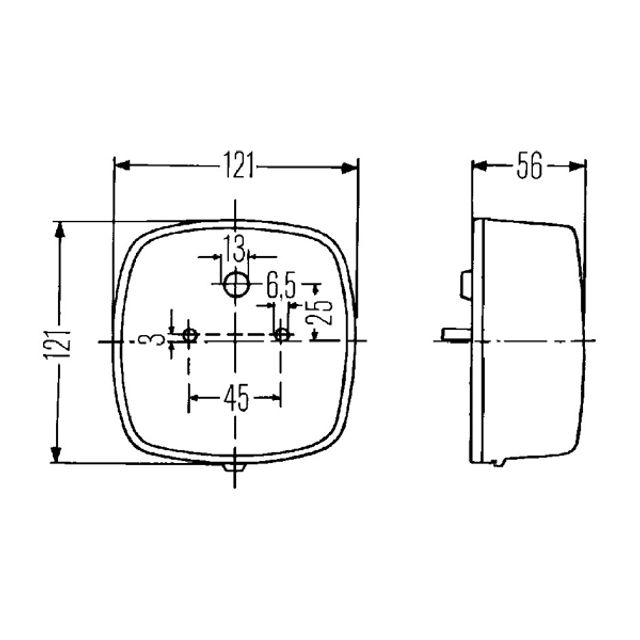 HELLA Heckleuchte 12V / 24V links / rechts Anbau 121 x 121 mm, Bild 2
