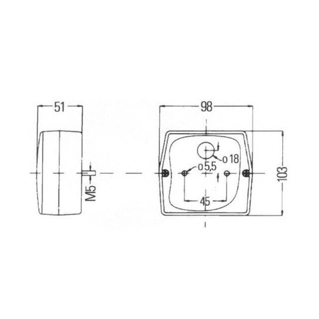 HELLA Heckleuchte 12V / 24V links / rechts Anbau 103 x 98 mm, Bild 2