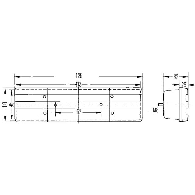 HELLA Heckleuchte Anbau 12/24 V 425 x 110 mm links oder rechts, Bild 4