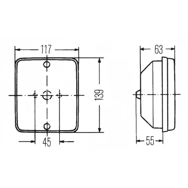 HELLA Rückfahrleuchte 12V / 24V Anbau / Einbau links / rechts 134 x 112 mm, Bild 2