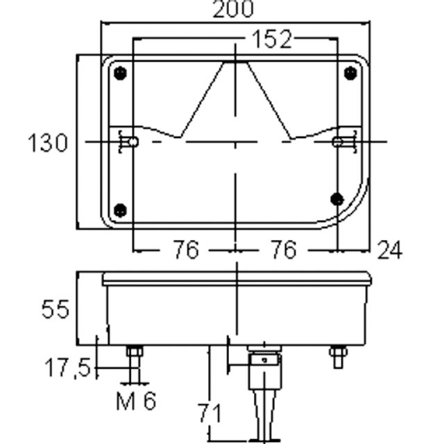 JOKON Blink-Brems-Schlussleuchte rechts BBSW 830R 200 x 130 mm