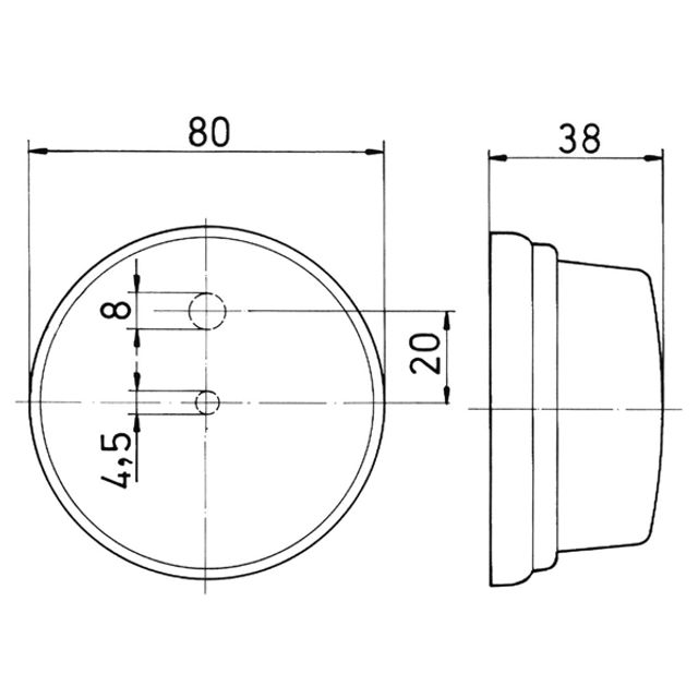 JOKON Positionsleuchte weiss ohne Rückstrahler PL 272 Ø 80 mm