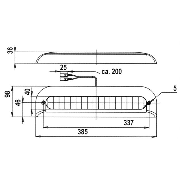 JOKON LED Zusatzbremsleuchte Aufbau 12Volt 385 x 98 mm
