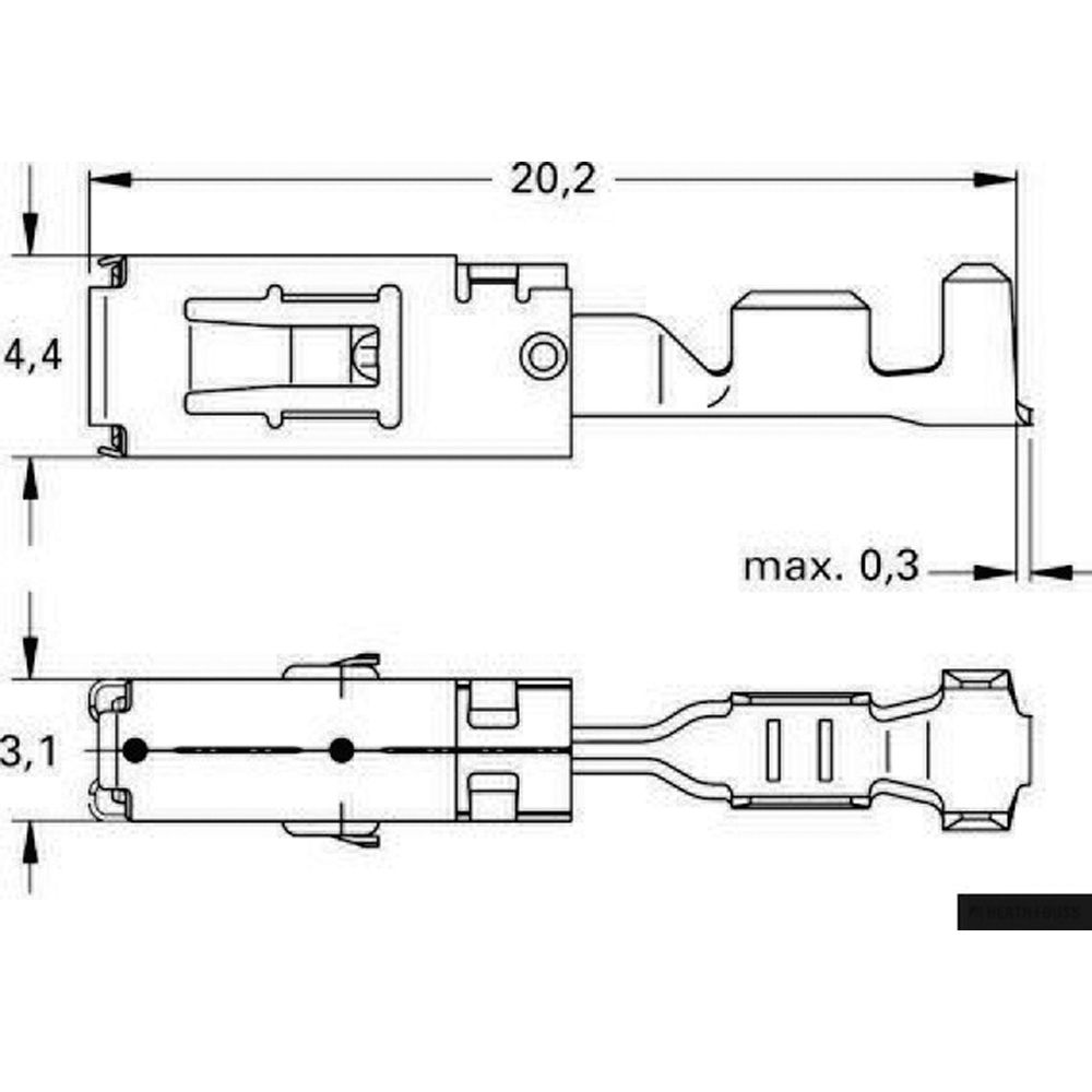Crimpverbinder, QS:1-2.5mm², B2.8mm, -40°C, 130°C