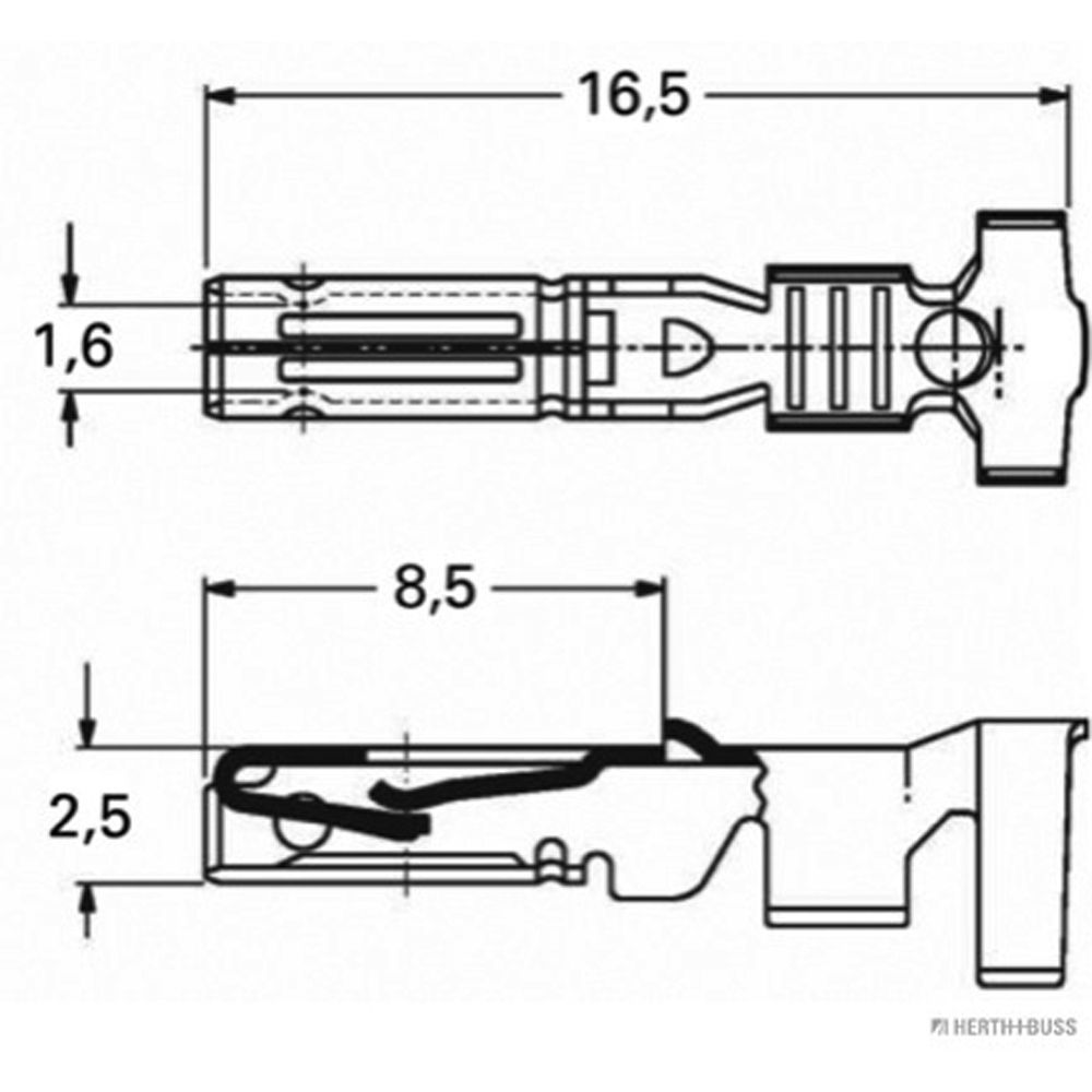Crimpverbinder, QS:0.75-1.5mm², B1.5mm, -40°C
