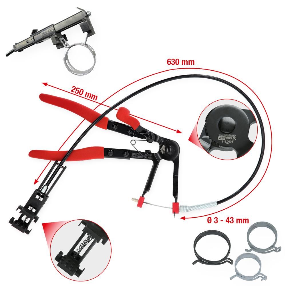 Universal-Schlauchschellenzange mit Bowdenzug, 630mm