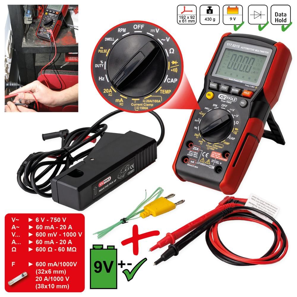 Digital Multimeter inkl. Prüfspitzen mit integriertem Schlagschutz